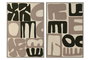 DKD Home Decor Cuadro Lienzo Abstracto 2 Piezas Verde y Beige