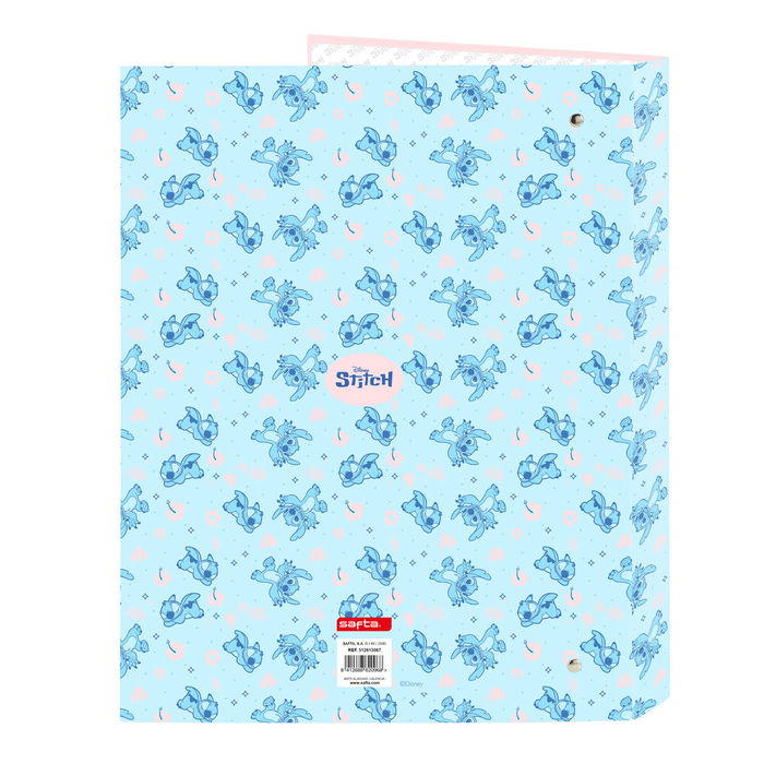 Carpeta de anillas Lilo & Stitch Ohana Azul Rosa claro A4 26.5 x 33 x 4 cm