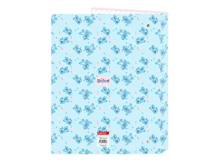 Safta Carpeta de Anillas Cartón Forrado Folio (215x315 mm), 4 Anillas 25 mm - Colección Stitch Ohana