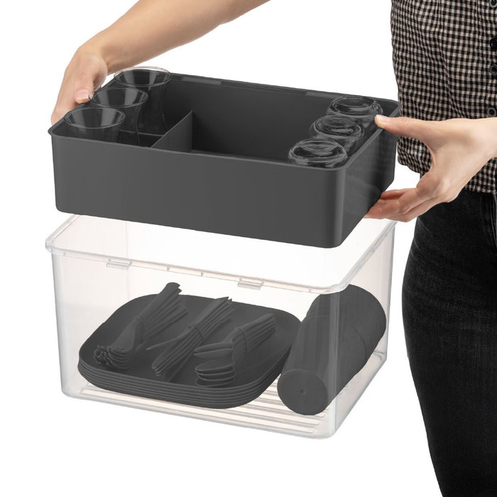 Hermia Dp-71 Set de Picnic Antracita de Plástico Resistente con 6 Platos, Vasos, Cubiertos y Caja de Almacenamiento Hermia Dp-71 Set de Picnic Antracita de Plástico Resistente con 6 Platos, Vasos, Cubiertos y Caja de Almacenamiento