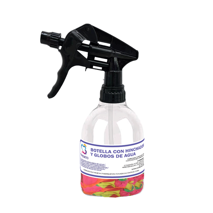 Marbueno Botella con Hinchador de Globos de Agua 50 Globos Color Surtido 12x9x22 cm Jardin MARBUENO SUMMER 10367