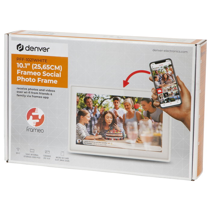 Denver Frameo PFF-1021 Pantalla Digital 10.1 Pulgadas IPS 1280 x 800 16GB WiFi Blanco - Marco de Fotos Digital