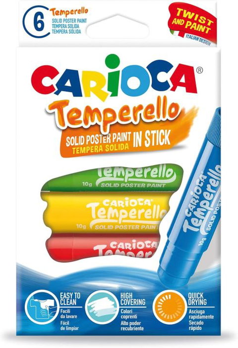 Carioca Temperello Pocket Témpera Sólida de 6 Colores