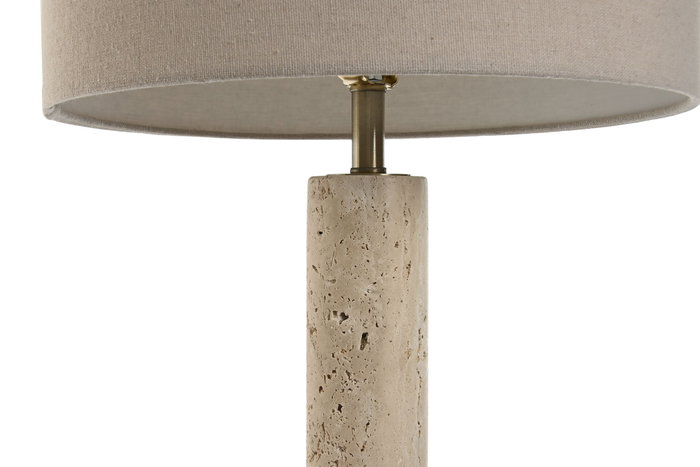 DKD Home Decor Lámpara de Sobremesa de Mármol y Lino Beige