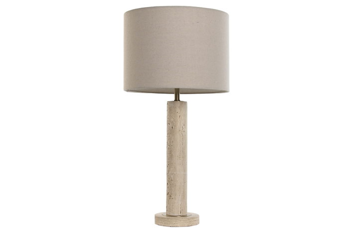 DKD Home Decor Lámpara de Sobremesa de Mármol y Lino Beige