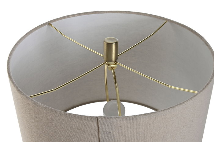DKD Home Decor Lámpara de Sobremesa de Mármol y Lino Beige