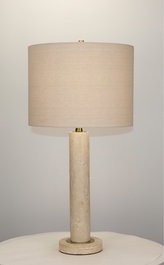 DKD Home Decor Lámpara de Sobremesa de Mármol y Lino Beige