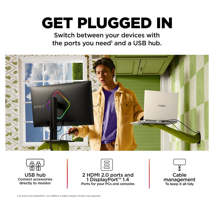 HP Monitor Gaming OMEN 27s - 68.6 cm (27") Full HD (1920x1080) IPS 240Hz, 1ms, NVIDIA G-SYNC Compatible, AMD FreeSync Premium