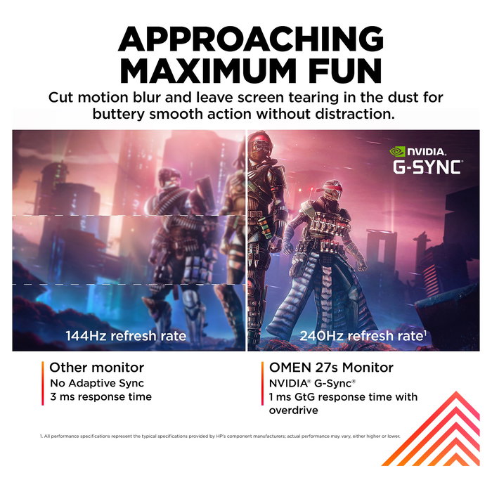 HP Monitor Gaming OMEN 27s - 68.6 cm (27") Full HD (1920x1080) IPS 240Hz, 1ms, NVIDIA G-SYNC Compatible, AMD FreeSync Premium