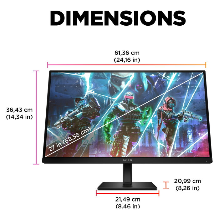 HP Monitor Gaming OMEN 27s - 68.6 cm (27") Full HD (1920x1080) IPS 240Hz, 1ms, NVIDIA G-SYNC Compatible, AMD FreeSync Premium