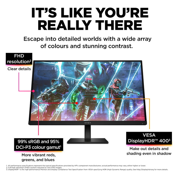 HP Monitor Gaming OMEN 27s - 68.6 cm (27") Full HD (1920x1080) IPS 240Hz, 1ms, NVIDIA G-SYNC Compatible, AMD FreeSync Premium