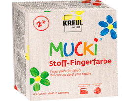 Kreul Set de 4 botes de pintura de dedos para textil MUCKI