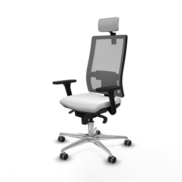 PIQUERAS Y CRESPO Silla de oficina Horna con Mecanismo Sincro, Tela Blanca y Malla Gris
