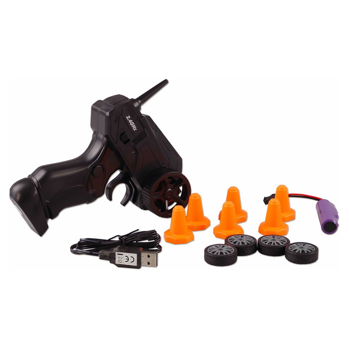 AMEWI Coche RC Drift Sportwagen 1:24, Motor Eléctrico 4x4, Negro/Azul, 2.4 GHz, 8+ Años, Ref. Drift