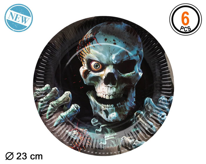 Plato de Cartón Diseño Calavera 23 cm - Accesorio Halloween Plato de Cartón Diseño Calavera 23 cm - Accesorio Halloween