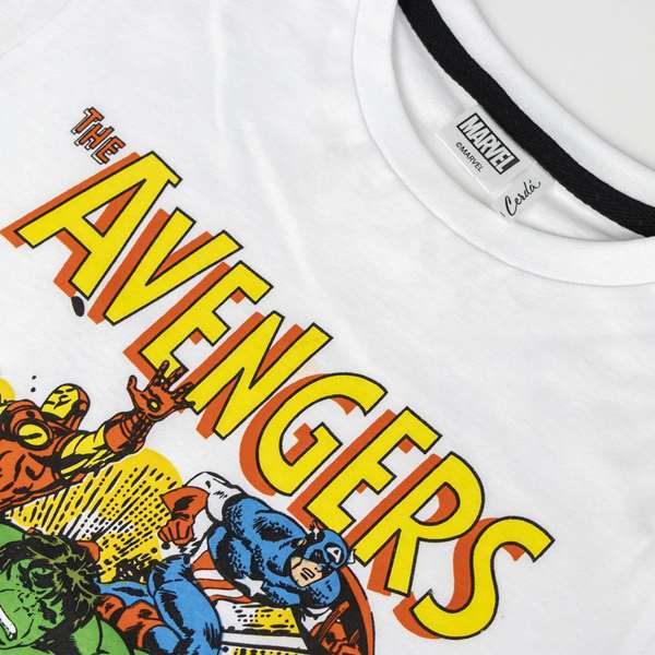 Marvel Camiseta Corta Single Jersey Blanca para Niños Talla 10 Años