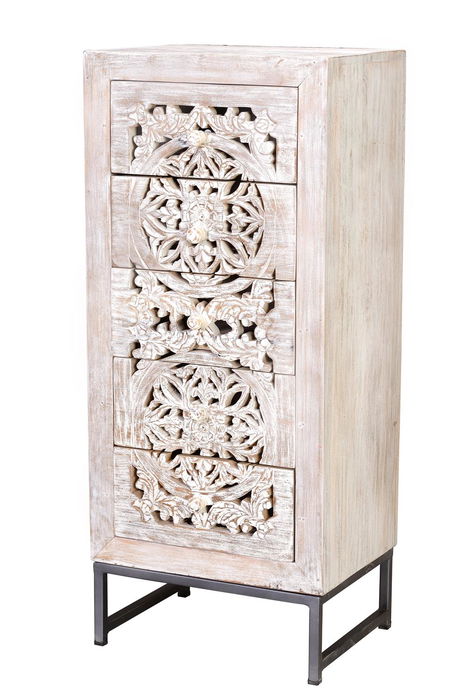 Giner y Colomer Sinfonier 5 Cajones Madera de Mango y Hierro Blanco Envejecido Giner y Colomer Sinfonier 5 Cajones Madera de Mango y Hierro Blanco Envejecido