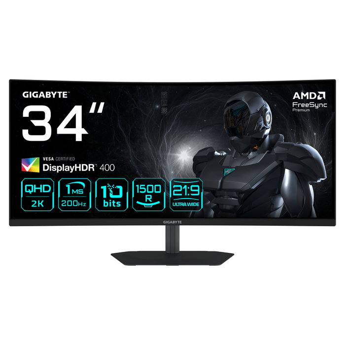 Gigabyte G34WQC2 Monitor Gaming Curvo 34 pulgadas UWQHD 200Hz VA Black