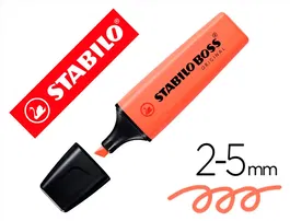 Stabilo Rotulador Boss Fluorescente 70 Pastel Coral Meloso Antisecado Punta Biselada 2-5mm