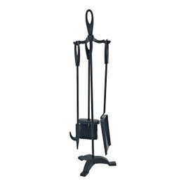 Edm Juego de chimenea de 3 piezas Negro 19 x 68,5 cm