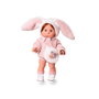 Muñecas Antonio Juan Muñeca Iris 23312 con Maquillaje, Cuerpo de Vinilo, 38 cm, Vestida de Conejito Rosa y Blanco con Accesorios