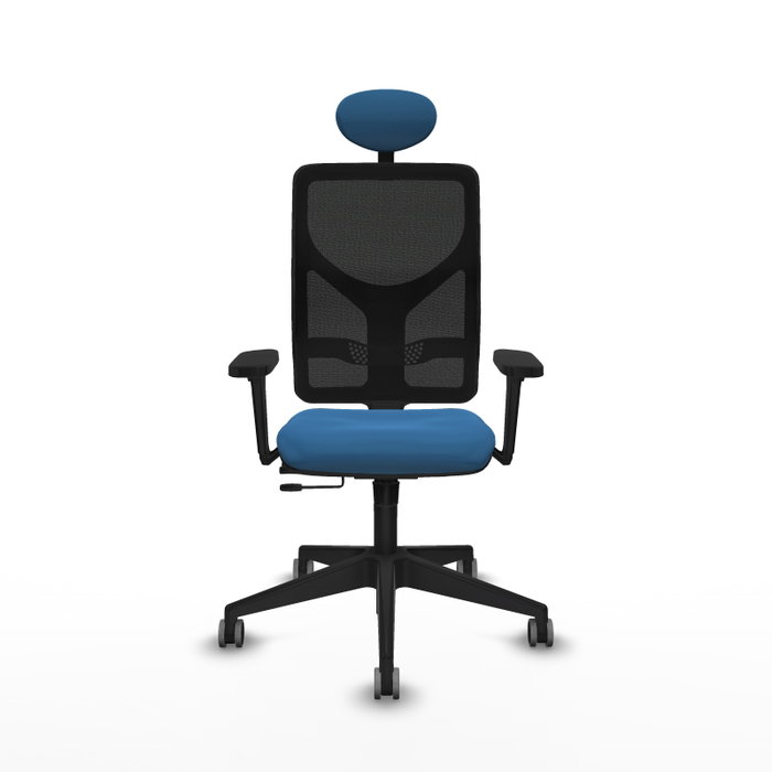 PIQUERAS Y CRESPO Silla de oficina Motilla con mecanismo Sincro/Traslack, Azul claro y Negro