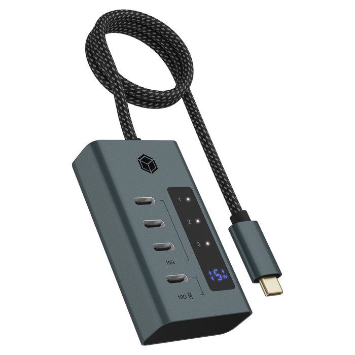 ICY BOX IB-HUB1454-C31 Hub USB-C 4 Puertos USB-C Display 10000 Mbit/s Aluminio Gris Azul ICY BOX IB-HUB1454-C31 Hub USB-C 4 Puertos USB-C Display 10000 Mbit/s Aluminio Gris Azul