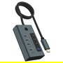 ICY BOX IB-HUB1454-C31 Hub USB-C 4 Puertos USB-C Display 10000 Mbit/s Aluminio Gris Azul