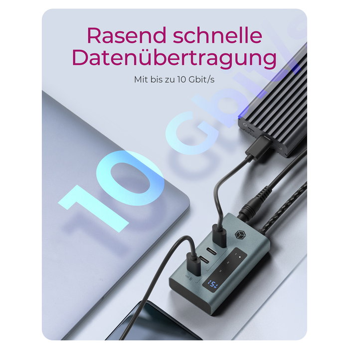 ICY BOX IB-HUB1454-C31 Hub USB-C 4 Puertos USB-C Display 10000 Mbit/s Aluminio Gris Azul ICY BOX IB-HUB1454-C31 Hub USB-C 4 Puertos USB-C Display 10000 Mbit/s Aluminio Gris Azul