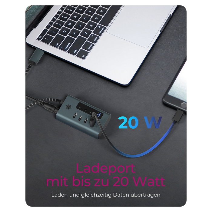 ICY BOX IB-HUB1454-C31 Hub USB-C 4 Puertos USB-C Display 10000 Mbit/s Aluminio Gris Azul ICY BOX IB-HUB1454-C31 Hub USB-C 4 Puertos USB-C Display 10000 Mbit/s Aluminio Gris Azul