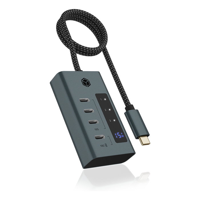 ICY BOX IB-HUB1454-C31 Hub USB-C 4 Puertos USB-C Display 10000 Mbit/s Aluminio Gris Azul ICY BOX IB-HUB1454-C31 Hub USB-C 4 Puertos USB-C Display 10000 Mbit/s Aluminio Gris Azul