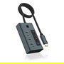 ICY BOX IB-HUB1454-C31 Hub USB-C 4 Puertos USB-C Display 10000 Mbit/s Aluminio Gris Azul