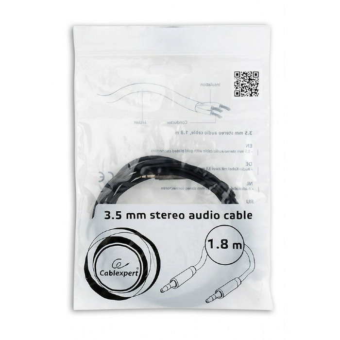 Gembird CCAP-444-6 Cable de audio 3,5 mm estéreo, 1,8 m, Negro