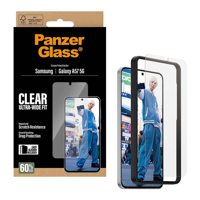 PanzerGlass Protector de Pantalla Ultra-Wide Fit para Samsung Galaxy A57 5G, Transparente
