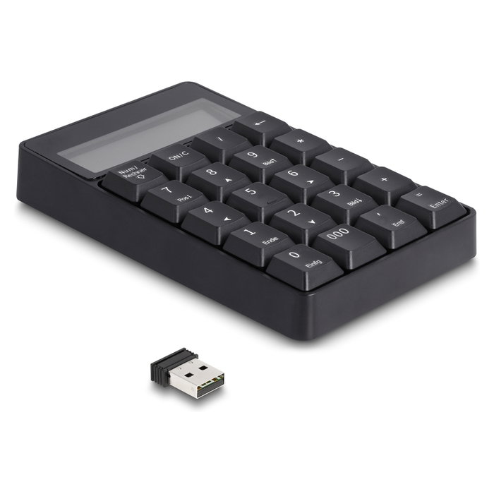 DeLOCK Teclado numérico 2 en 1 con calculadora inalámbrico 2,4 GHz negro