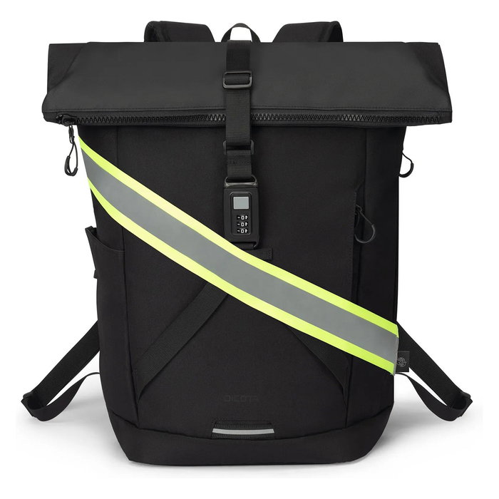 Dicota D32175-RPET Mochila COMMUTER Rolltop Urbana para Portátil 13-16 Zoll, 26L, Negro, Poliéster Reciclado