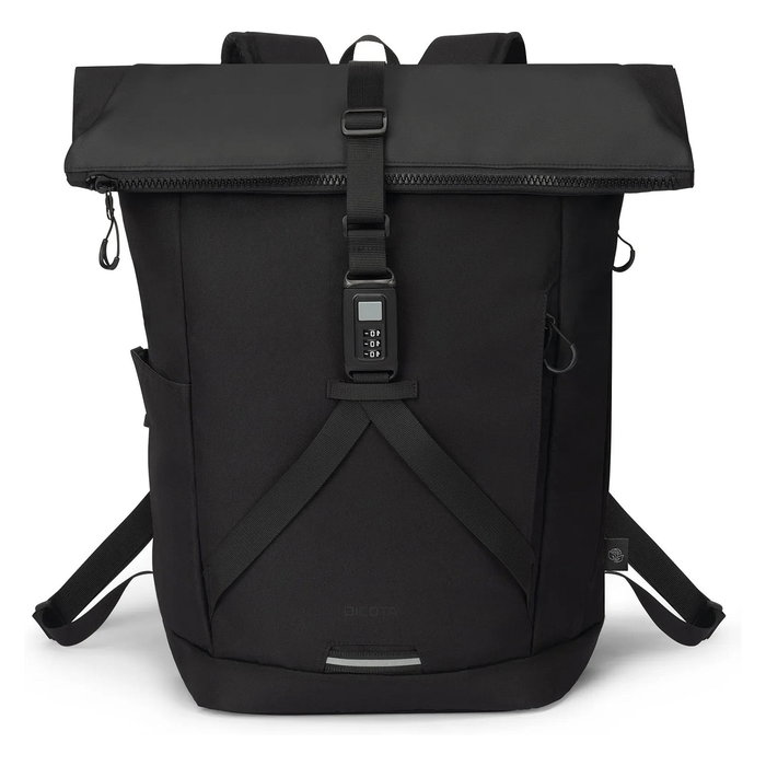 Dicota D32175-RPET Mochila COMMUTER Rolltop Urbana para Portátil 13-16 Zoll, 26L, Negro, Poliéster Reciclado