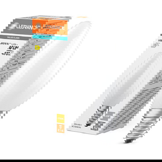 OSRAM LED Classic B 40 Filament 3.4W E14 827 Frosted, bombilla vela LED mini, 470 lm blanco cálido 2700K
