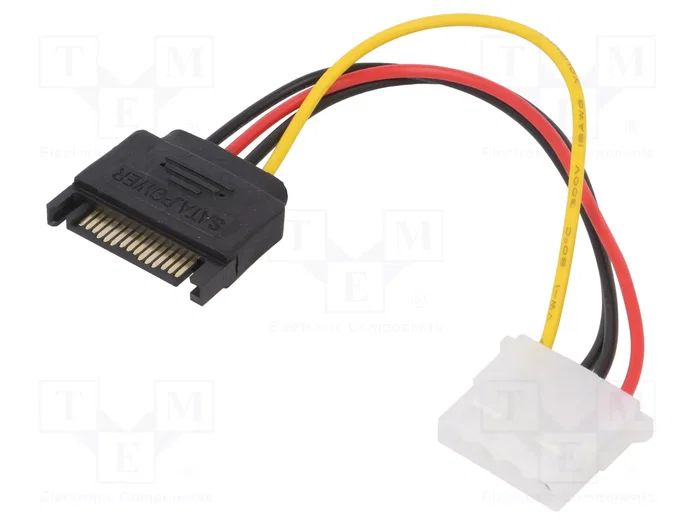 AKYGA Cable de alimentación SATA Molex hembra a SATA macho, 0,15m AKYGA Cable de alimentación SATA Molex hembra a SATA macho, 0,15m