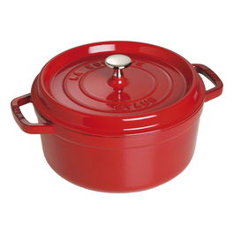Staub La Cocotte Olla 40509-840-0, Hierro Fundido Esmaltado, 5.2L, 26 cm, Rojo Cereza, Hecho en Francia
