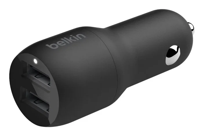 Belkin Boost Charge - Cargador de coche USB-A de 24W (2 puertos) y 2.4A con cable Lightning 1m, color negro, para iPhone