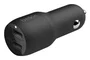 Belkin Boost Charge - Cargador de coche USB-A de 24W (2 puertos) y 2.4A con cable Lightning 1m, color negro, para iPhone