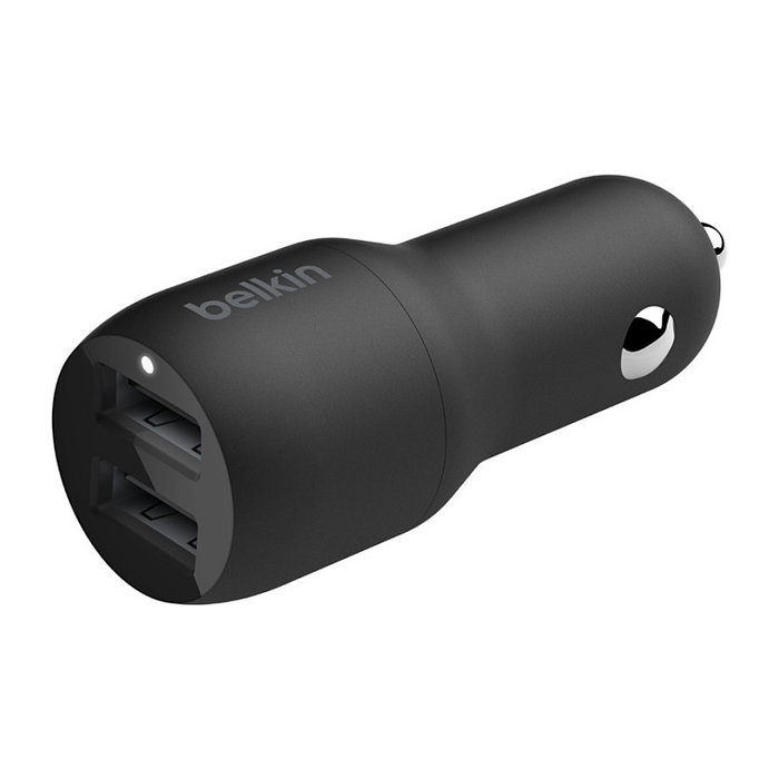 Belkin Boost Charge Cargador de Coche 24W con Doble USB-A y Cable Lightning 1m Negro