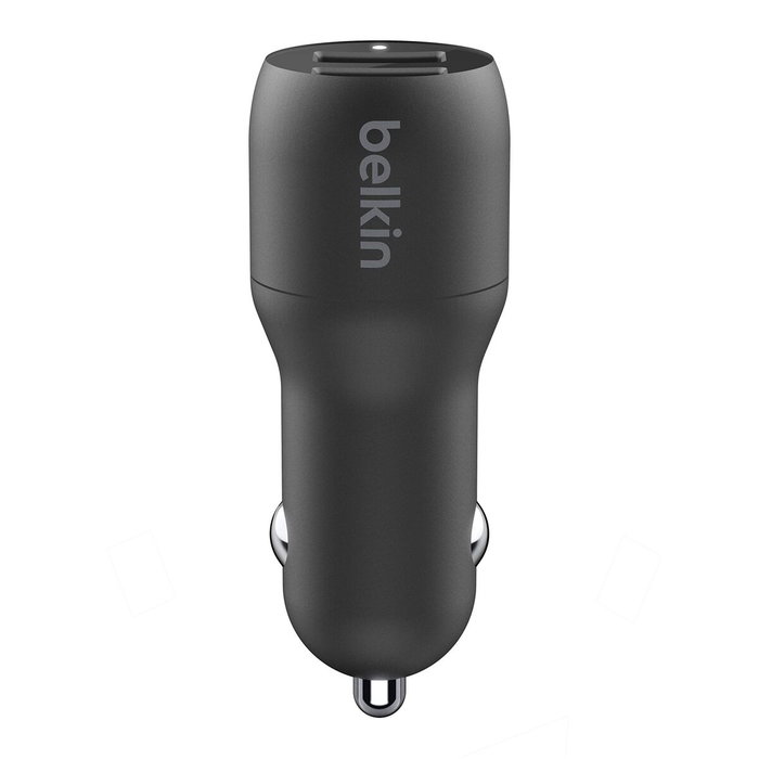 Belkin Boost Charge Cargador de Coche 24W con Doble USB-A y Cable Lightning 1m Negro