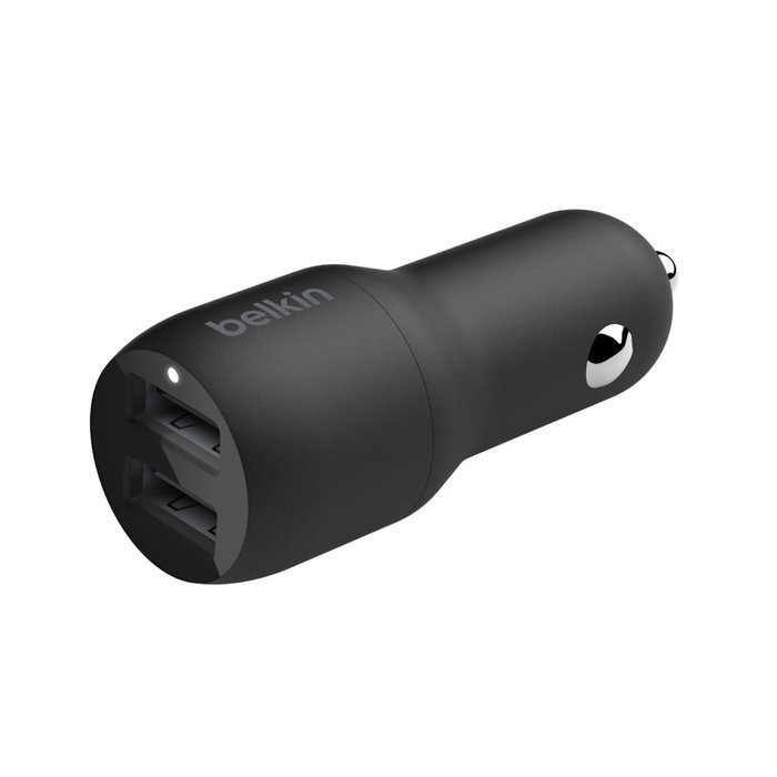 Belkin Boost Charge Cargador de Coche 24W con Doble USB-A y Cable Lightning 1m Negro