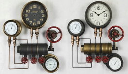 DKD Home Decor Surtido de 2 Relojes de Pared de Hierro con Termómetro