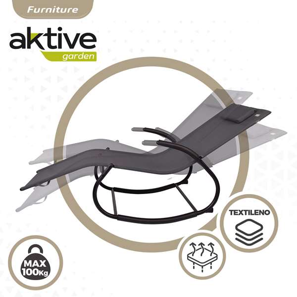 Aktive Tumbona 172x53x75 cm Textileno Acero