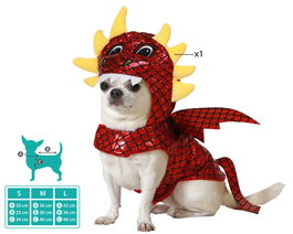 Disfraz de Dragón Rojo Talla L para Perro