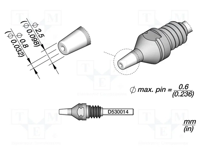 JBC TOOLS Pico para máquinas de desoldar 2,5x0,8mm JBC TOOLS Pico para máquinas de desoldar 2,5x0,8mm