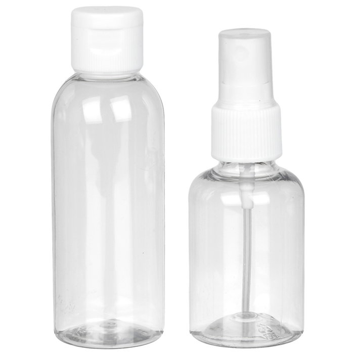 Jet Lag Neceser de Viaje Transparente con 5 Botes Reutilizables Autorizado en Cabina de Avión 19.5x4x13.5 cm